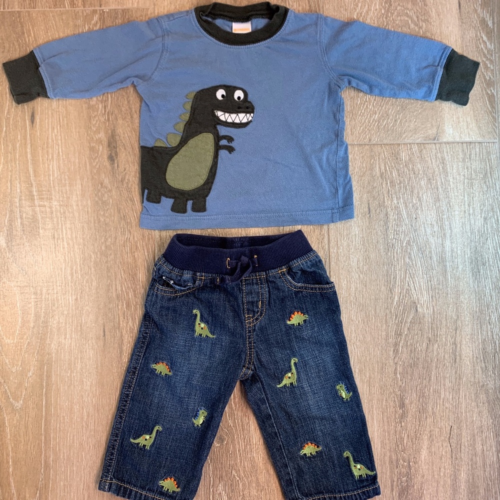 Gymboree Dino Shirt & Jeans Outfit - 6-12 months